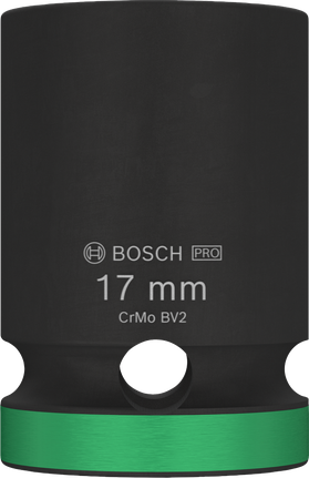 Vaso de impacto Bosch PRO 1/2" 17 mm con anillo verde.